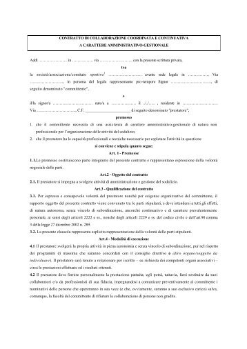 Contratto di collaborazione coordinata e continuativa a carattere ...