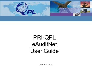 PRI-QPL eAuditNet User Guide