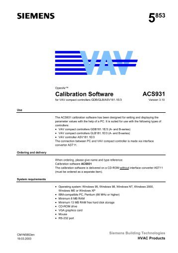 5853 Calibration Software ACS931 - ALPAT