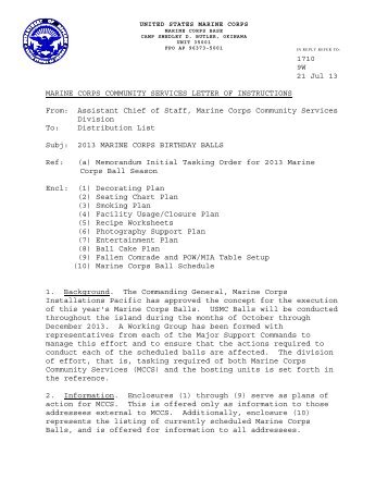Marine Corps Birthday Ball Letter of Instructions - MCCS Okinawa