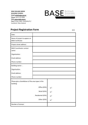 Project Registration Form - The New Zealand Green Building Council