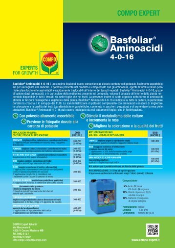 Volantino biostimolanti Basfoliar Â® Aminoacidi 4 ... - COMPO EXPERT