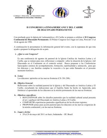 ii congreso latinoamericano y del caribe de diaconado permanente