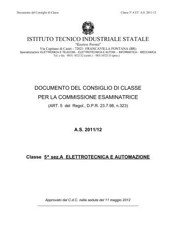 ISTITUTO TECNICO INDUSTRIALE STATALE - I.T.I.S. "E. Fermi"