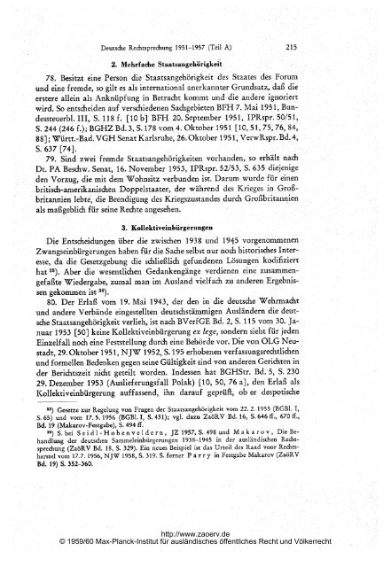 Deutsche Rechtsprechung 1951-1957 (Teil A) - Zeitschrift fÃ¼r ...