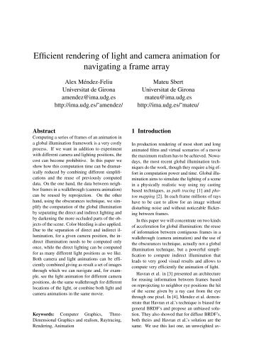 Efficient rendering of light and camera animation for ... - UdG