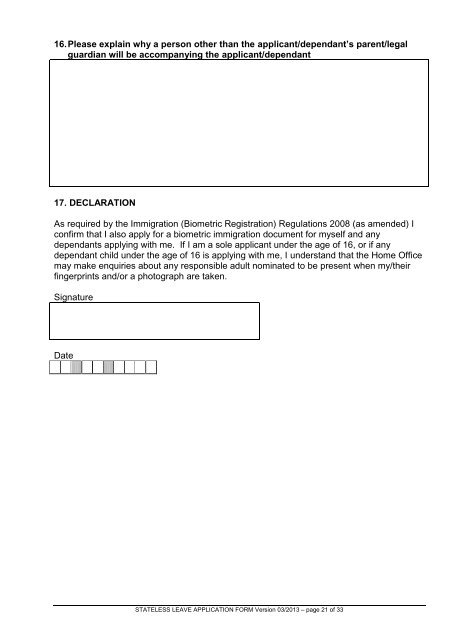 Form FLR(S) - UK Border Agency - the Home Office