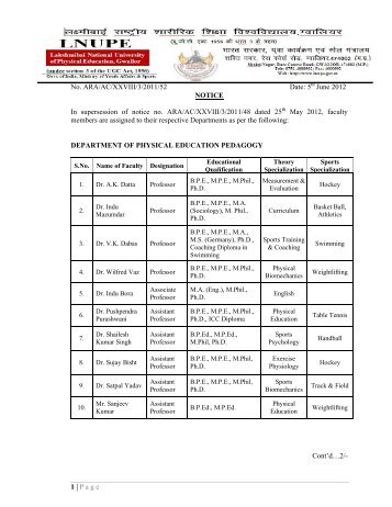 Qualification and Specialization of Faculty Members