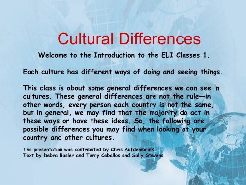 Cultural Differences - UTA ELI