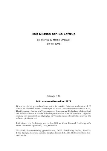 Intervju Rolf Nilsson och Bo Loftrup - Tekniska museet
