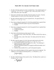 Math 1202: Pre-Calculus Unit 2 Study Guide