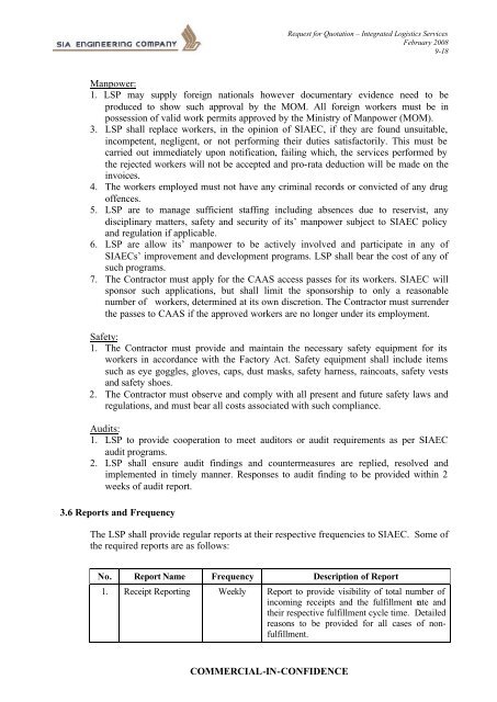 RFQ - Tender Specs for Outsourcing SIAEC Integrated Logistâ¦