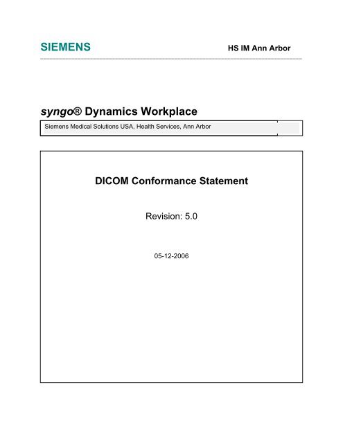 syngo Dynamics Workplace - 5.0 - Siemens Healthcare
