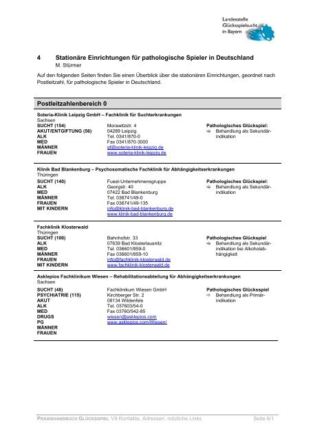 4 Stationare Einrichtungen Fur Pathologische Spieler In
