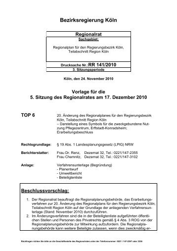 Tagesordnungspunkt 06 - Bezirksregierung Köln