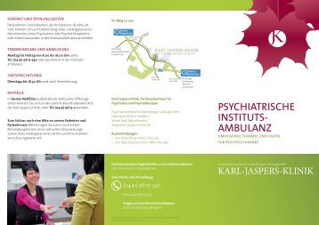 Psychiatrische Institutsambulanz - in der Karl-Jaspers-Klinik