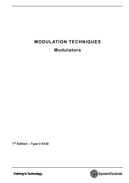 MODULATION TECHNIQUES Modulators