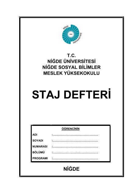 STAJ DEFTERÄ° - NiÄde Sosyal Bilimler Meslek YÃ¼ksekokulu