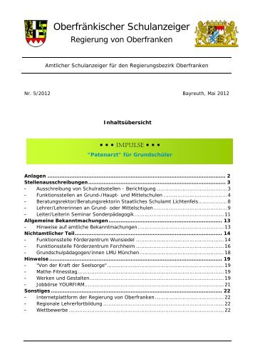 Oberfränkischer Schulanzeiger - Regierung von Oberfranken - Bayern