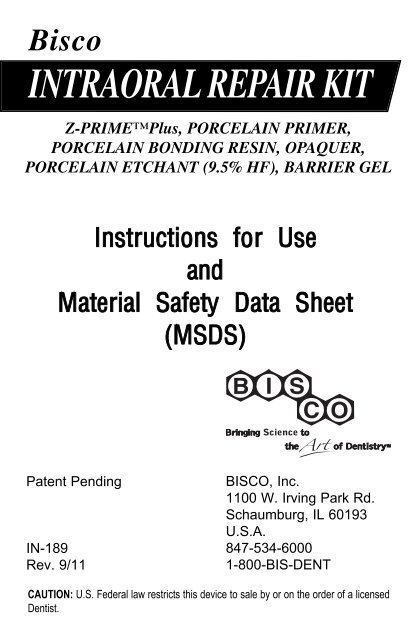 INTRAORAL REPAIR KIT - Bisco, Inc.