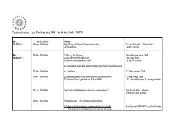 Tagesordnung zur Fachtagung 2011 in Selm-Bork / NRW - BAG-Sucht