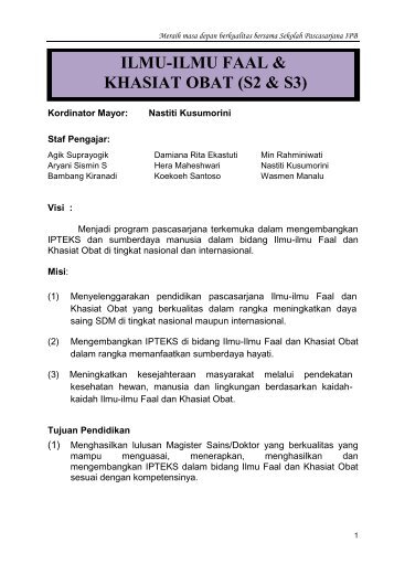 ILMU-ILMU FAAL & KHASIAT OBAT (S2 & S3) - aff fkh ipb