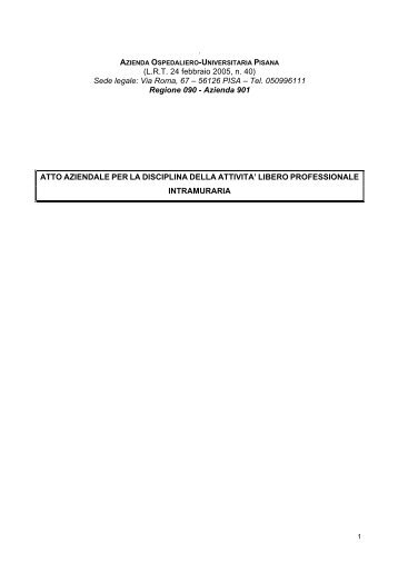 Atto aziendale per la disciplina della attivitÃ  libera professionale ...