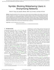 Nymble: Blocking Misbehaving Users in Anonymizing Networks