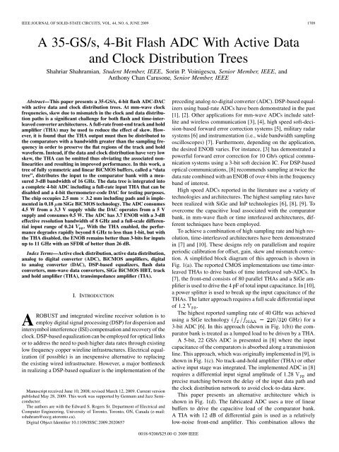 A 35-GS/s, 4-Bit Flash ADC With Active Data and ... - IEEE Xplore