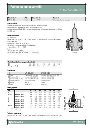 EsiteTuotetiedosto Paineenalennusventtiili - Armatec