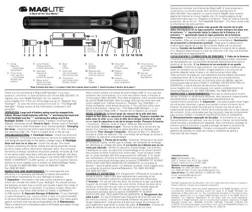 Thank you for purchasing a Mag-LiteÂ® flashlight. If you have register ...