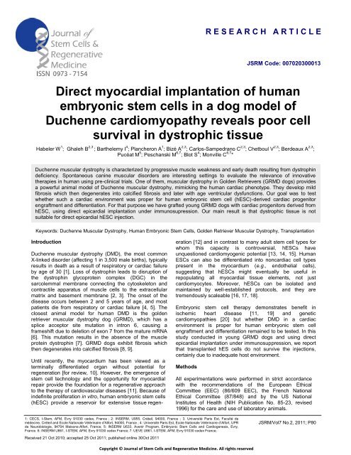 Cell Regeneration, Journal