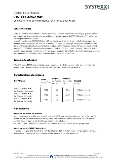 FICHE TECHNIQUE SYSTEXX Active M39