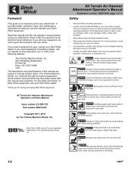 All Terrain Air Hammer Attachment Operator's Manual - Ditch Witch