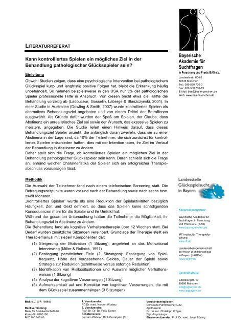 Komorbidität bei Pathologischem Glücksspiel - Landesstelle ...