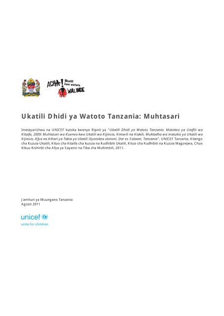 Ukatili Dhidi Ya Watoto Tanzania Muhtasari - 