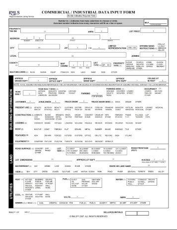 RI'iLS COMMERCIAL / INDUSTRIAL DATA INPUT FORM