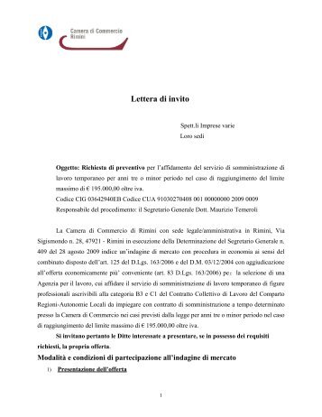 lavoro temporaneo lettera invito.pdf - Camera di Commercio di Rimini