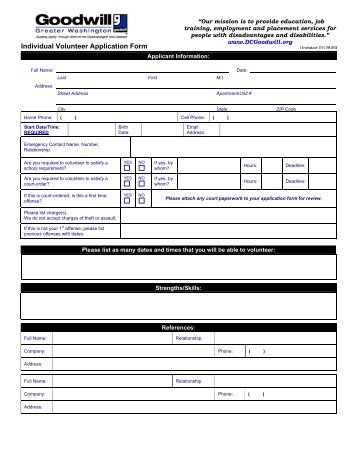 Individual Volunteer Application Form - Goodwill of Greater ...