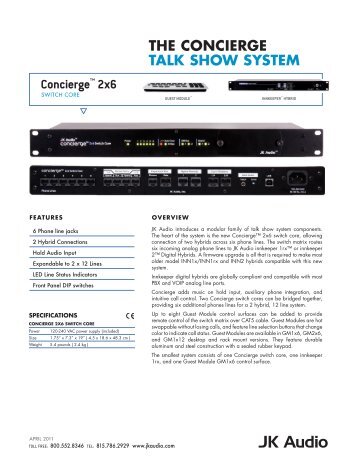 Talk Show System datasheet - JK Audio