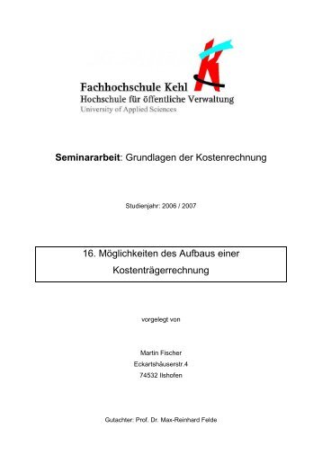 Kostenträgerrechnung - Verwaltung.modern