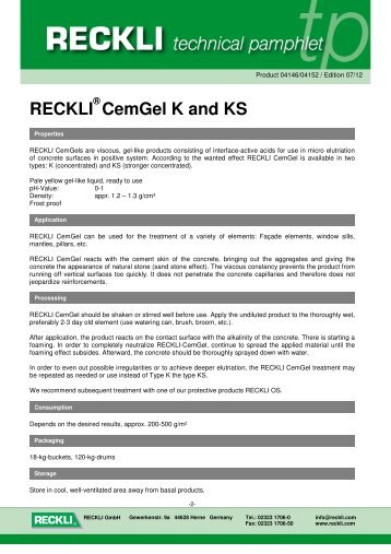 04146 CemGel K and KS - RECKLI GmbH: Home