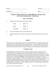 Characterization of a Monoprotic Weak Acid by Potentiometric Titration