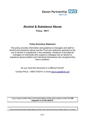 Alcohol & Substance Abuse - Devon Partnership NHS Trust