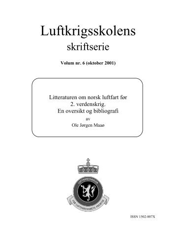 Litteratur om norsk luftfart for 2. verdenskrig - HÃ¸gskolene i Forsvaret