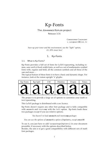 kpfonts.pdf. - The UK TeX Archive