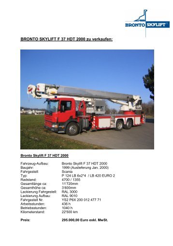 BRONTO SKYLIFT F 37 HDT 2000 zu verkaufen: - Feuerwehr ...