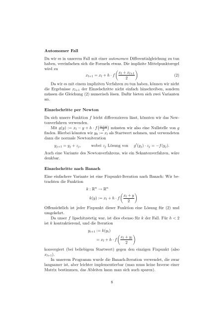 Numerische Lösung des mathematischen Pendels mit ...