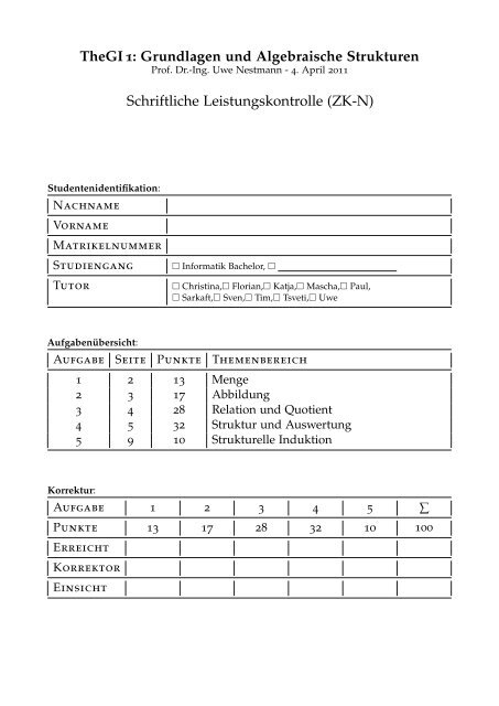 TheGI1: Grundlagen und Algebraische Strukturen Schriftliche ...