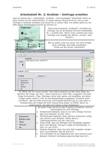 Arbeitsblatt Nr. 2: Grafstat â Umfrage erstellen - goodschool.de